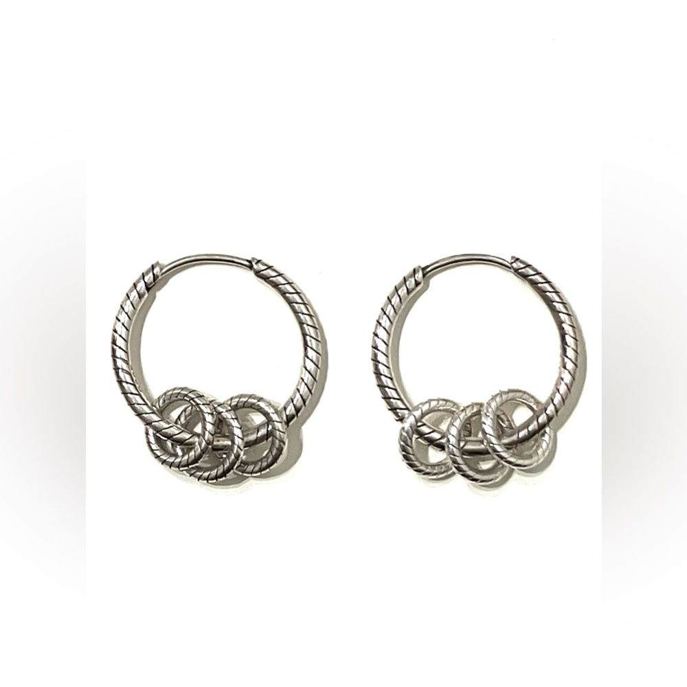 Sterling Silver 925 Snake Design Hoop Earrings